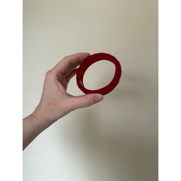 Vintage Bangle Bracelet Translucent Cherry Red Resin Asymmetrical Made In Italy - Picture 8 of 13